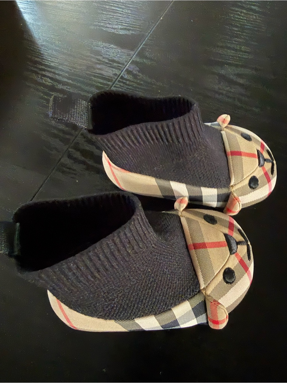 Burberry Kids Check Slip-On Slippers in Beige, Black, Red